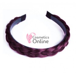 Bentita pentru par impletita spic din fibra sintetica lata BST008 Visinie